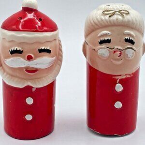 Rare Vtg INARCO Christmas Santa & Mrs. Claus Winking Salt & Pepper Shakers MCM